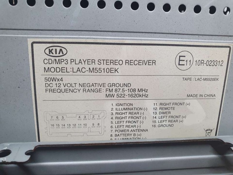 Recambio de sistema audio / radio cd para kia rio 1.5 crdi ex2 referencia OEM IAM LACM5510EK  