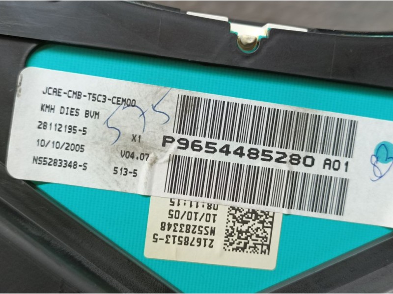 Recambio de cuadro instrumentos para peugeot 307 berlina (s2) xs referencia OEM IAM 9654485280 NS5283348S SAGEM