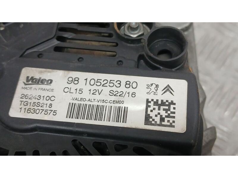 Recambio de alternador para citroën c-elysée exclusive referencia OEM IAM 9810525380 VALEO CLAVIJA TOCADA 2624310C