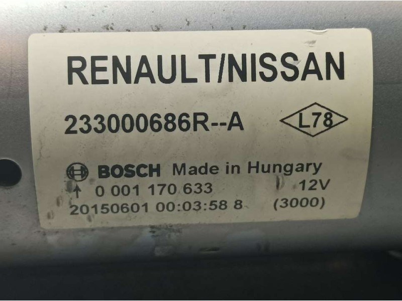 Recambio de motor arranque para renault kadjar experience referencia OEM IAM 233000686R 0001170633 BOSCH