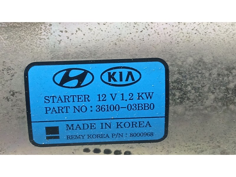 Recambio de motor arranque para kia stonic (yb) 1.2 cvvt referencia OEM IAM 3610003BB0 REMY 8000968