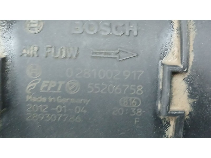 Recambio de caudalimetro para fiat doblo autobús (263_) 1.3 d multijet (263axc1a) referencia OEM IAM 55206758 BOSCH 0281002917