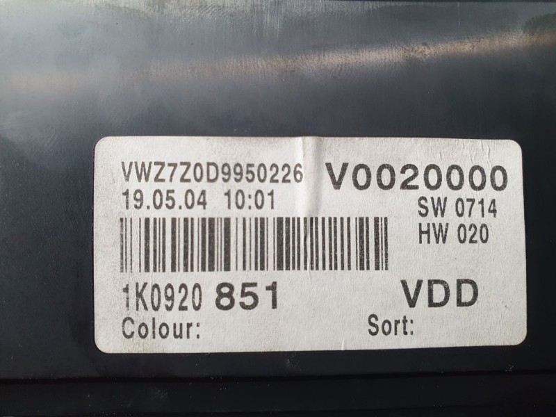 Recambio de cuadro instrumentos para volkswagen golf v berlina (1k1) trendline referencia OEM IAM 1K0920851 110080246033 VDO