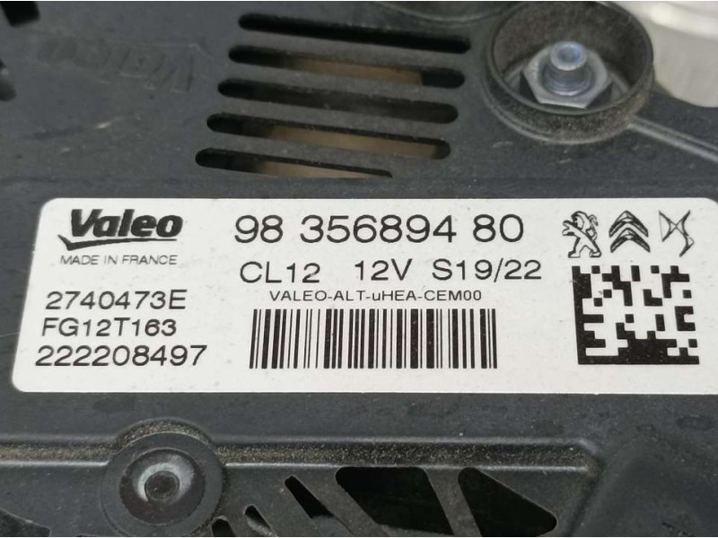 Recambio de alternador para opel corsa f edition referencia OEM IAM 9835689480 2740473R VALEO