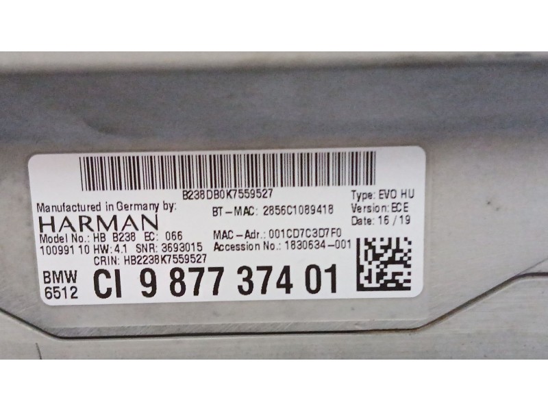 Recambio de sistema audio / radio cd para bmw x3 (g01, f97, g08) xdrive 20 d referencia OEM IAM CI987737401  