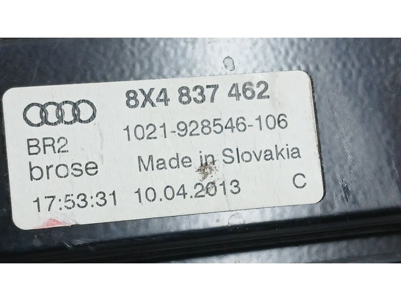 Recambio de elevalunas delantero derecho para audi a1 sportback (8xa, 8xf) 1.6 tdi referencia OEM IAM 8X4837462A BROSE 2 PINS 10