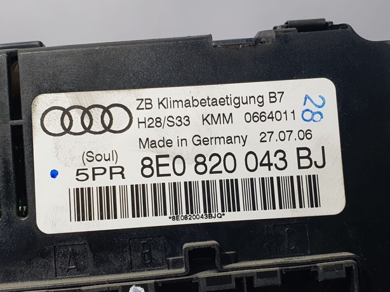 Recambio de mando climatizador para audi a4 berlina (8e) 2.0 tdi 16v (103kw) referencia OEM IAM 8E0820043BJ 0664011 ZB