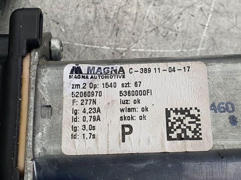 Recambio de elevalunas delantero derecho para abarth nuova 500 (150) 595 turismo referencia OEM IAM 5360000FI  2 PINS