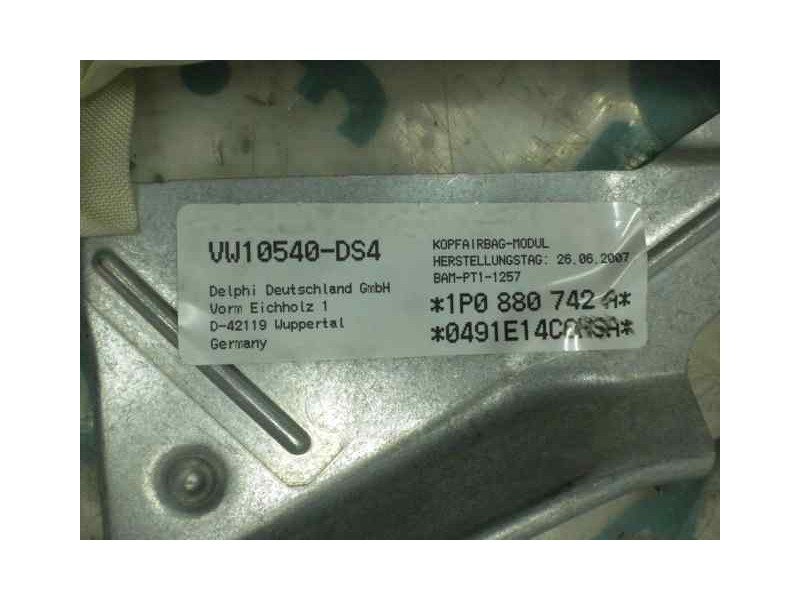 Recambio de airbag cortina delantero derecho para seat leon (1p1) reference referencia OEM IAM 1P0880742A  