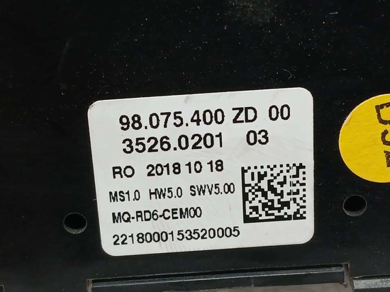 Recambio de mando radio para citroën jumpy spacetourer business xl referencia OEM IAM 98075400ZD  