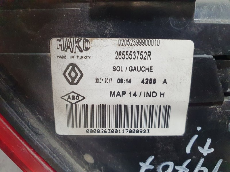 Recambio de piloto trasero izquierdo para renault clio iv societé referencia OEM IAM 265553752R 02052399900010 EXTERIOR