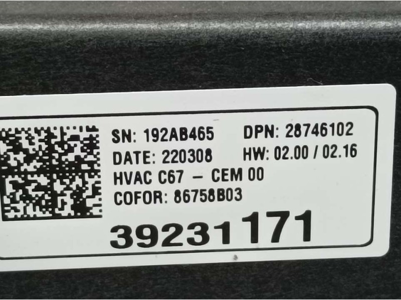 Recambio de mando calefaccion / aire acondicionado para opel corsa f edition referencia OEM IAM 39231171 86758B03 