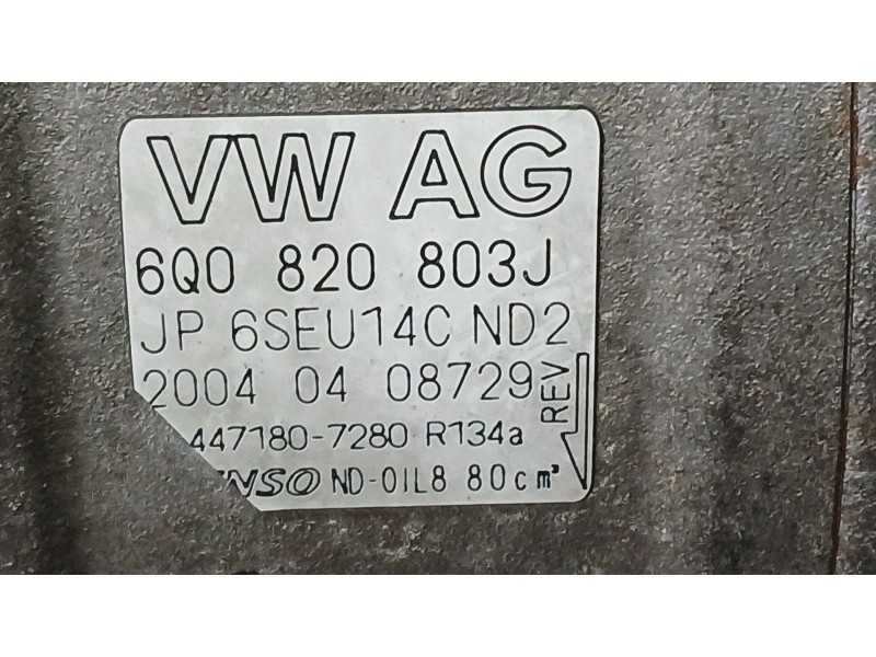 Recambio de compresor aire acondicionado para seat ibiza iii (6l1) 1.4 tdi referencia OEM IAM 6Q0820803J DENSO 6SEU14C 447180728