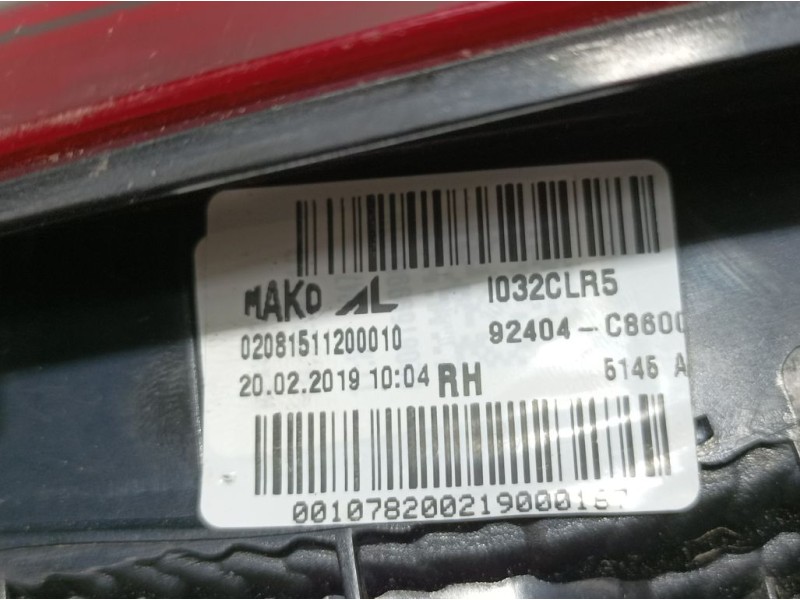 Recambio de piloto trasero derecho para hyundai i20 active classic blue referencia OEM IAM 92404C8600 02081511200010 INTERIOR MA