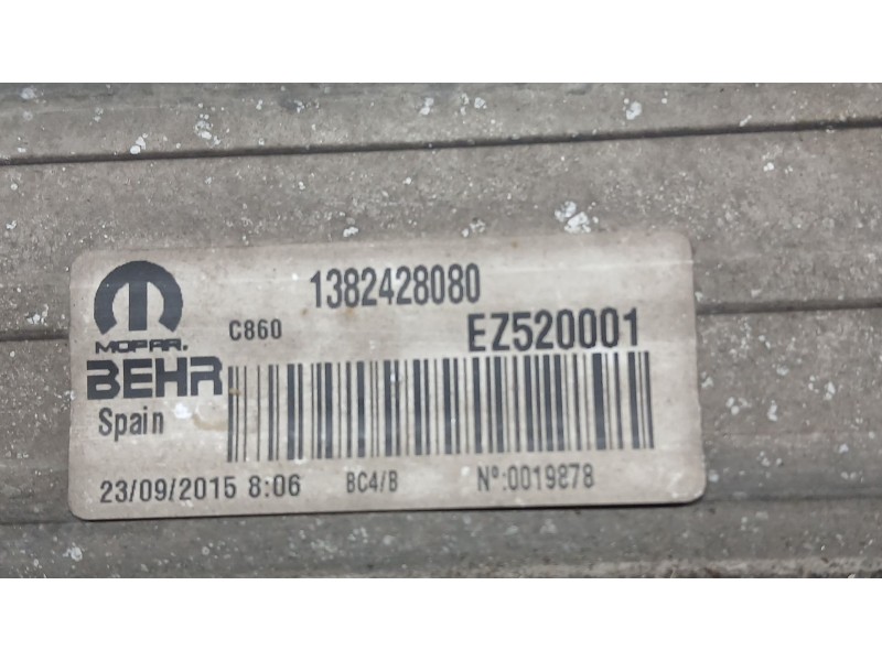 Recambio de intercooler para citroën jumper iii furgoneta 2.2 hdi 110 referencia OEM IAM 1382428080 BEHR POCO DOBLADO EZ520001