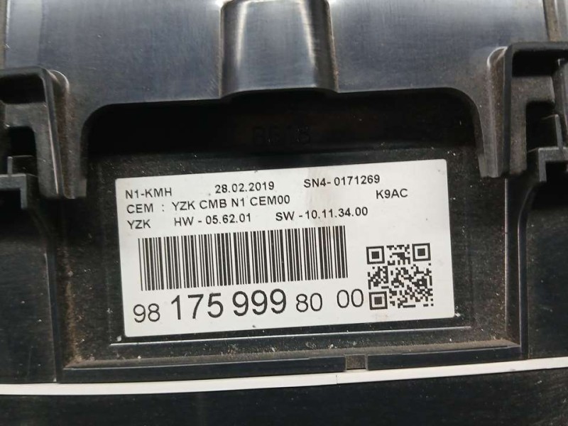 Recambio de cuadro instrumentos para citroën berlingo furgón contrlol m referencia OEM IAM 9817599980 YZKCMBN1 