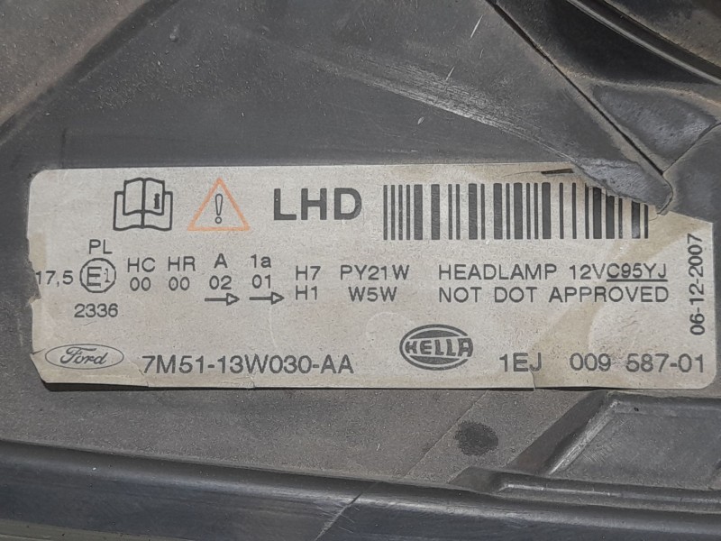 Recambio de faro izquierdo para ford c-max (dm2) 1.6 referencia OEM IAM 7M5113W030AA 1EJ00958701 HELLA