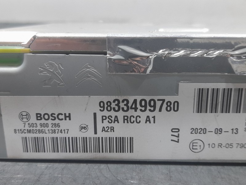 Recambio de sistema audio / radio para peugeot 2008 ii (ud_, us_, uy_, uj_, ur_, uc_) 1.5 bluehdi 100 referencia OEM IAM 9833499