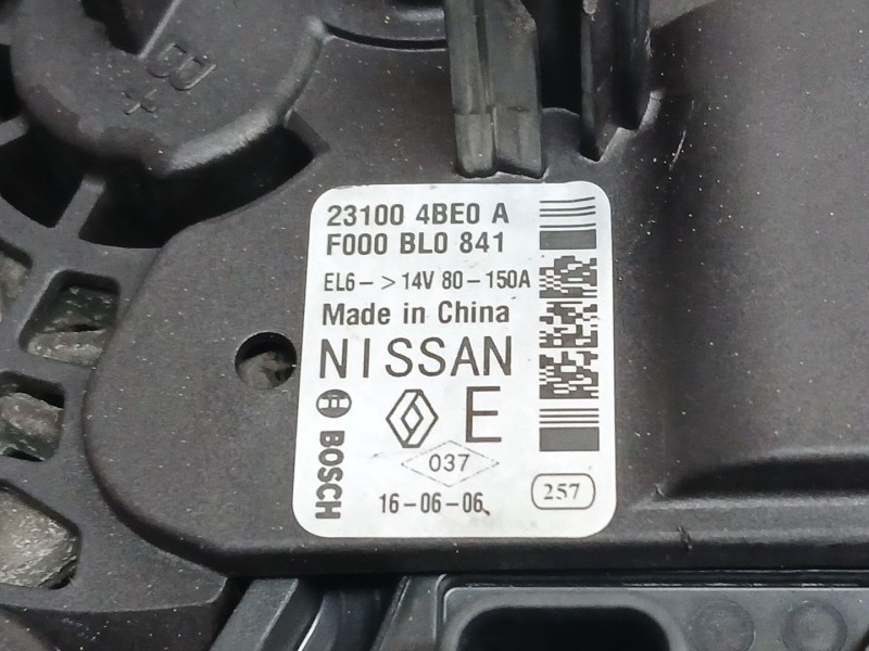 Recambio de alternador para nissan x-trail iii (t32_, t32r, t32rr) 1.6 dci (t32) referencia OEM IAM 231004BE0B BOSCH F000BL0841