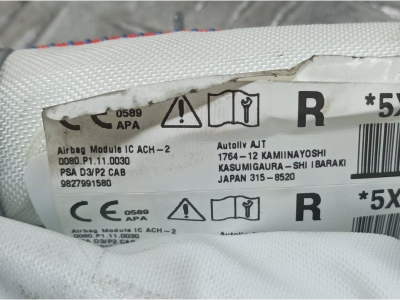 Recambio de airbag cortina delantero derecho para peugeot 208 (p2) active referencia OEM IAM 9827991580  AUTOLIV