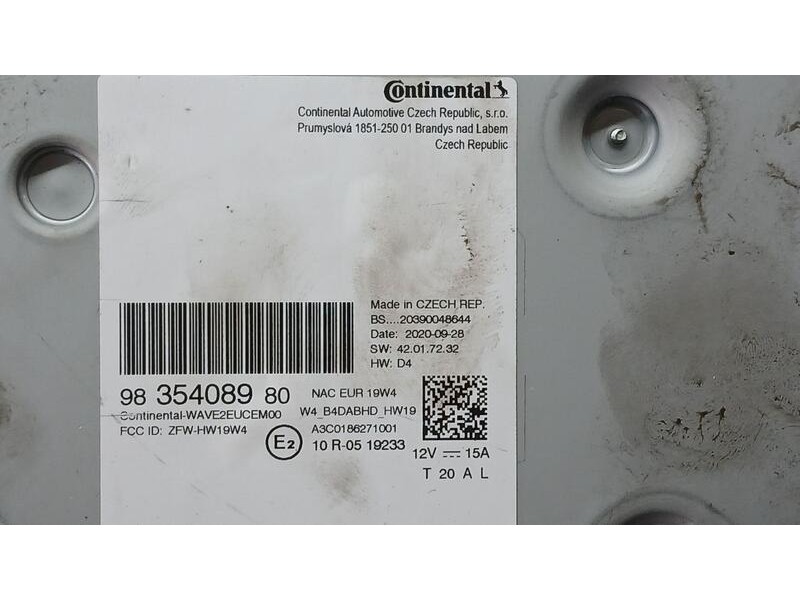 Recambio de sistema audio / radio para peugeot 208 (p2) allure referencia OEM IAM 9835408980 CONTINENTAL A3C0186271001