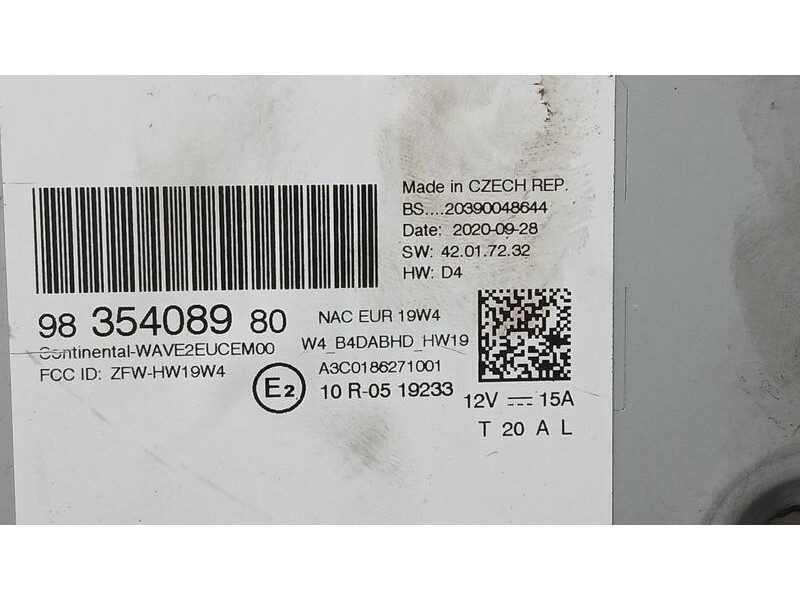 Recambio de sistema audio / radio para peugeot 208 (p2) allure referencia OEM IAM 9835408980 CONTINENTAL A3C0186271001