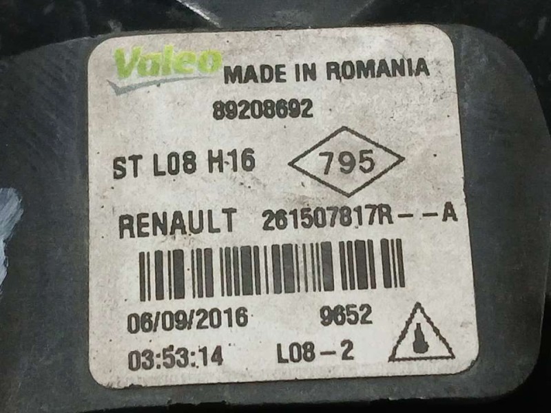 Recambio de faro antiniebla izquierdo para dacia lodgy ambiance referencia OEM IAM 261507817R 89208692 VALEO