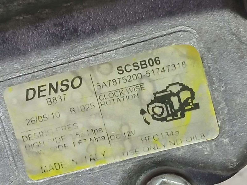 Recambio de compresor aire acondicionado para fiat nuova 500 (150) pop referencia OEM IAM 51747318 5A7875200 DENSO