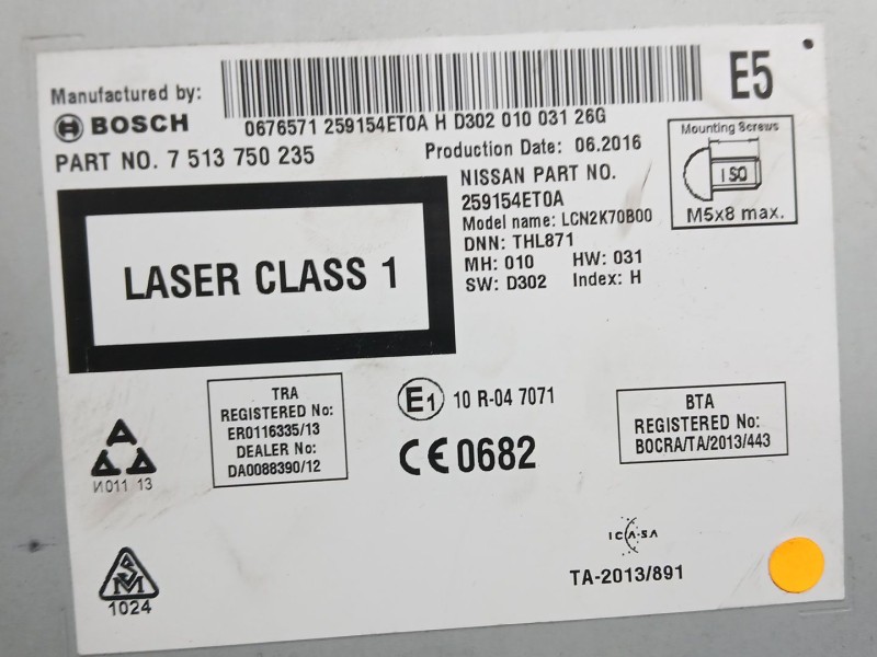 Recambio de sistema navegacion gps para nissan x-trail iii (t32_, t32r, t32rr) 1.6 dci (t32) referencia OEM IAM 259154ET0A BOSCH