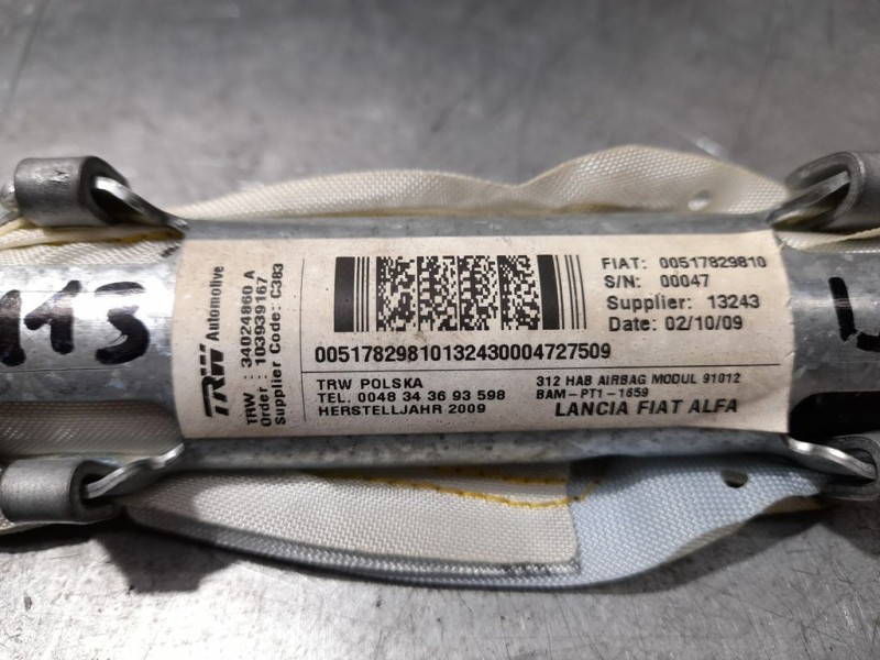 Recambio de airbag cortina delantero izquierdo para fiat nuova 500 (150) pop referencia OEM IAM 517829810  