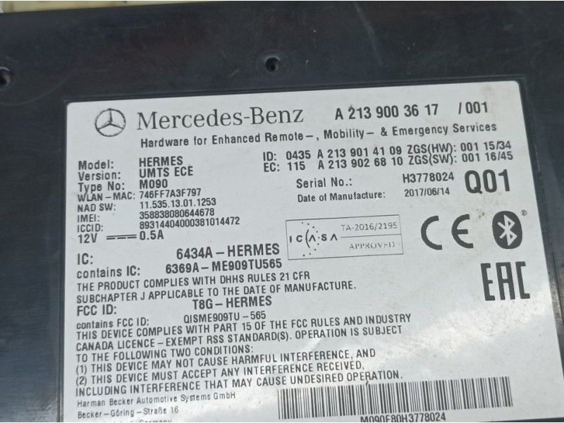Recambio de modulo electronico para mercedes-benz clase a (w176) a 180 cdi blueefficiency (176.012) referencia OEM IAM A21390036