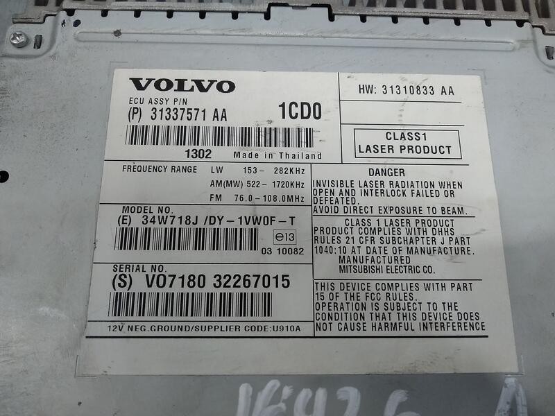 Recambio de sistema audio / radio para volvo v40 hatchback (525) d3 referencia OEM IAM 31337571aa  