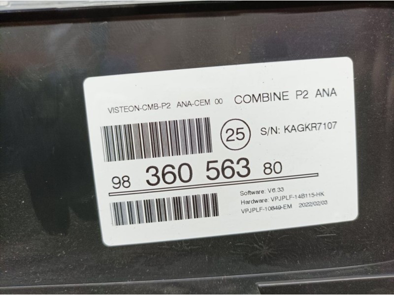 Recambio de cuadro instrumentos para peugeot 208 (p2) active referencia OEM IAM 9836056380  VISTEON
