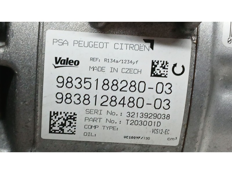 Recambio de compresor aire acondicionado para peugeot 3008 ii suv (mc_, mr_, mj_, m4_) 1.2 thp/ puretech 130 (mrhnsm, mrhnsu, mr