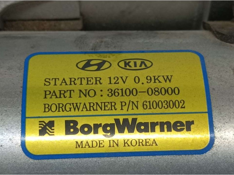 Recambio de motor arranque para kia stonic (ybcuv) drive referencia OEM IAM 3610008000 61003002 BORG WARNER