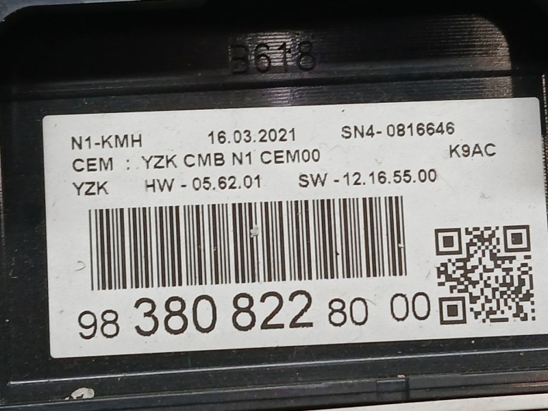 Recambio de cuadro instrumentos para citroën berlingo furgoneta/monovolumen (k9) 1.5 bluehdi 100 referencia OEM IAM 9838082280  