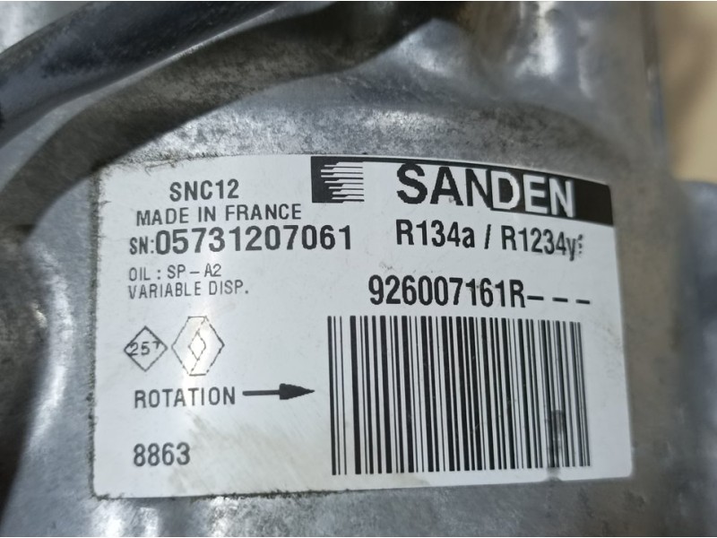 Recambio de compresor aire acondicionado para renault clio v business referencia OEM IAM 926007161R SNC12 SANDEN POLEA TOCADA