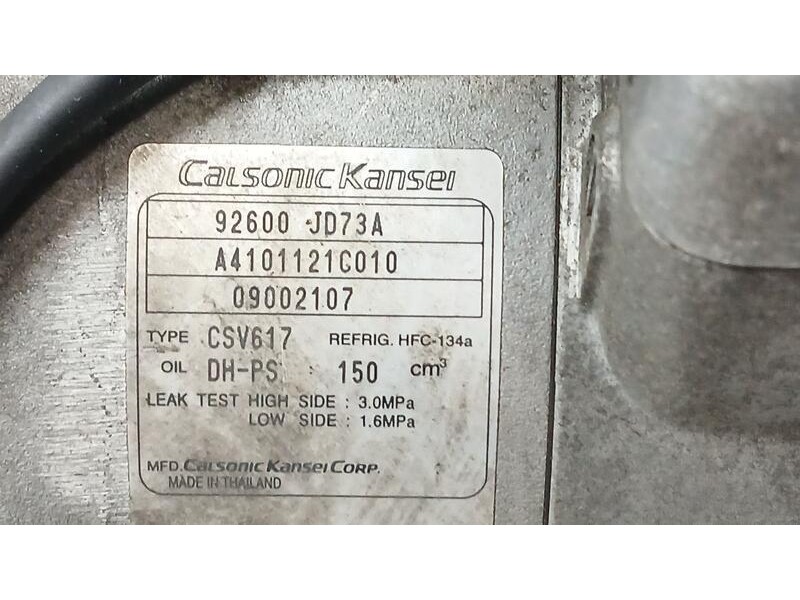 Recambio de compresor aire acondicionado para nissan qashqai (j10) acenta referencia OEM IAM 92600JD73A CALSONIC KANSEI CSV617 A