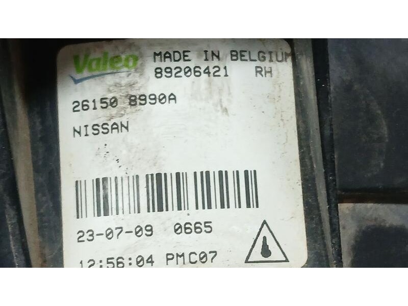 Recambio de faro antiniebla derecho para nissan qashqai (j10) acenta referencia OEM IAM 261508990A VALEO 89206421