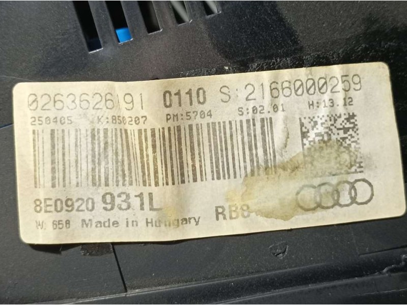 Recambio de cuadro instrumentos para audi a4 avant (8e) 2.5 tdi referencia OEM IAM 8E0920931L 0263626191 BOSCH