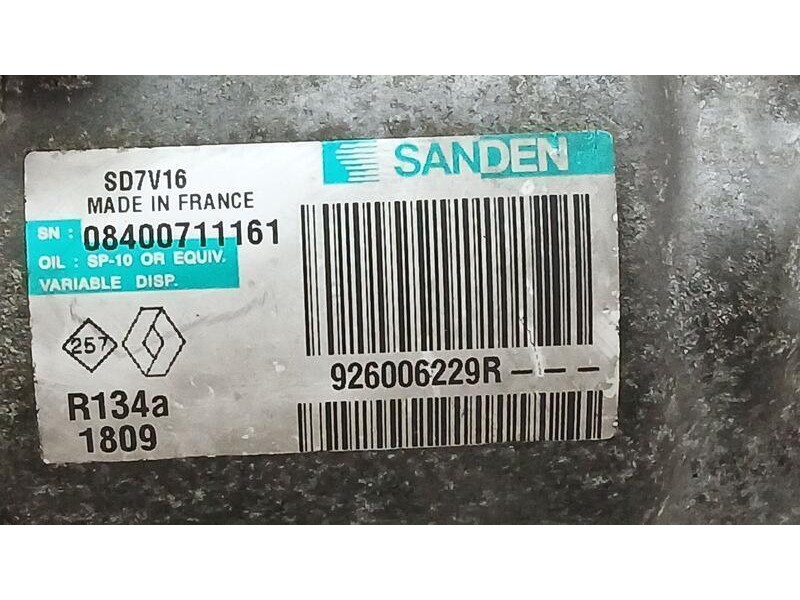 Recambio de compresor aire acondicionado para dacia duster ambiance 4x4 referencia OEM IAM 926006229R SANDEN 1809 SD7V16