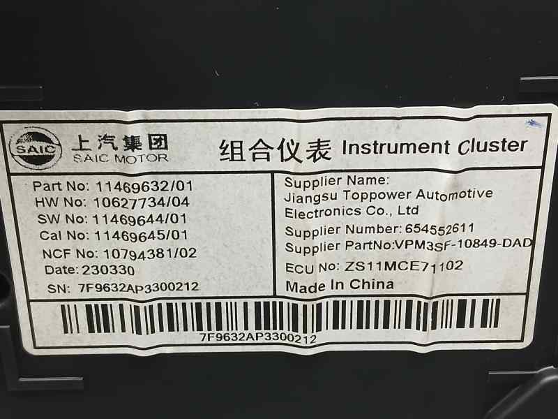 Recambio de cuadro instrumentos para mg zs 1.0 vti referencia OEM IAM 11469632 10627734 DIGITAL