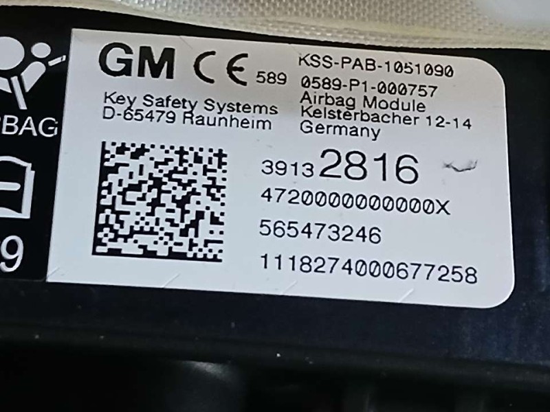 Recambio de kit airbag para opel astra k lim. 5türig selective start/stop referencia OEM IAM 34193239G  C/ SALPICADERO Y PRETENS