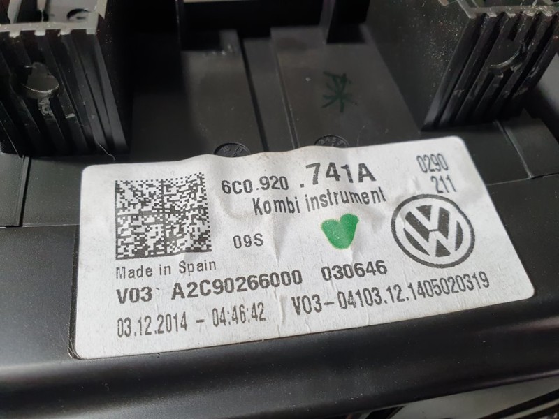Recambio de cuadro instrumentos para volkswagen polo (6c1) advance bluemotion referencia OEM IAM 6C0920741A A2C90266000 