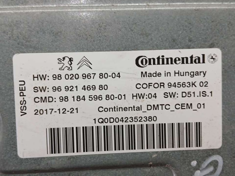 Recambio de centralita start / stop para peugeot 5008 gt line referencia OEM IAM 9802096780 DMTCCEM01 CONTINENTAL