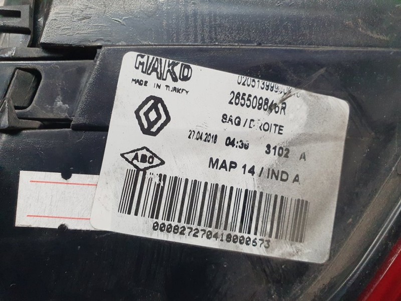 Recambio de piloto trasero derecho para renault clio iv business referencia OEM IAM 265509846R MAKO EXTERIOR