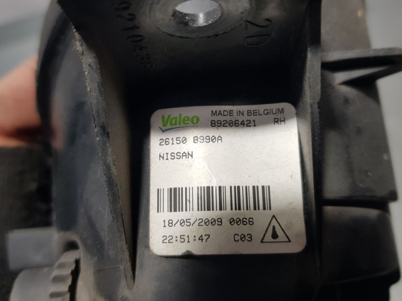 Recambio de faro antiniebla derecho para nissan qashqai+2 (jj10) tekna referencia OEM IAM 261508990A 89206421 VALEO