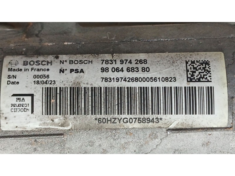 Recambio de cremallera direccion para opel vivaro c furgoneta (k0) 2.0 referencia OEM IAM 9806468380 ASISITIDA BOSCH 7831974268