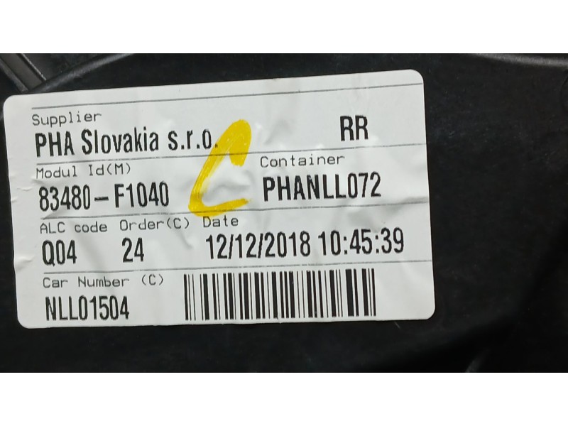Recambio de elevalunas trasero derecho para kia sportage iv (ql, qle) 1.6 gdi referencia OEM IAM 83480f1040 ELECTRICO 2 pins 