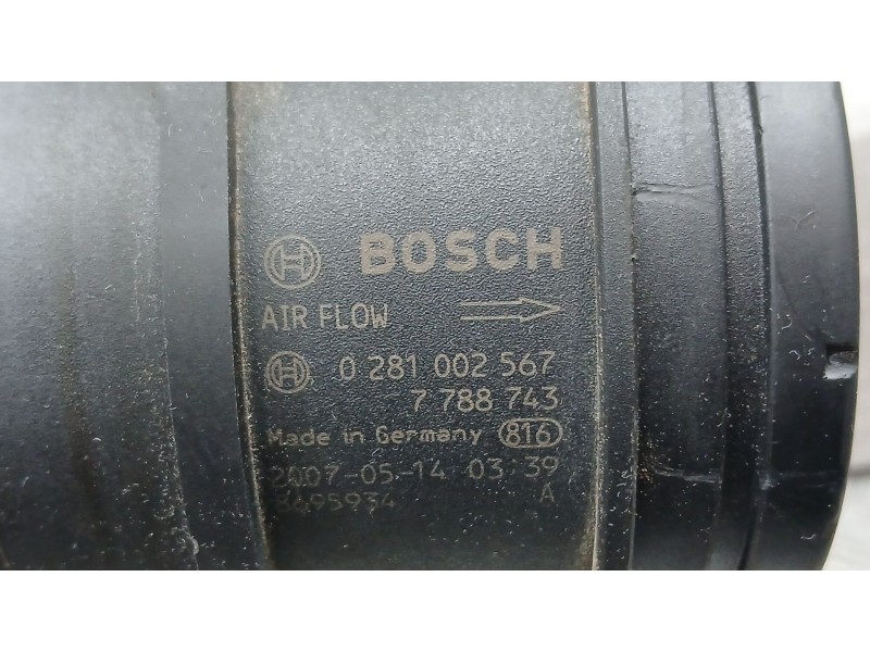 Recambio de caudalimetro para bmw 1 (e87) 118 d referencia OEM IAM 7788743 BOSCH 0281002567